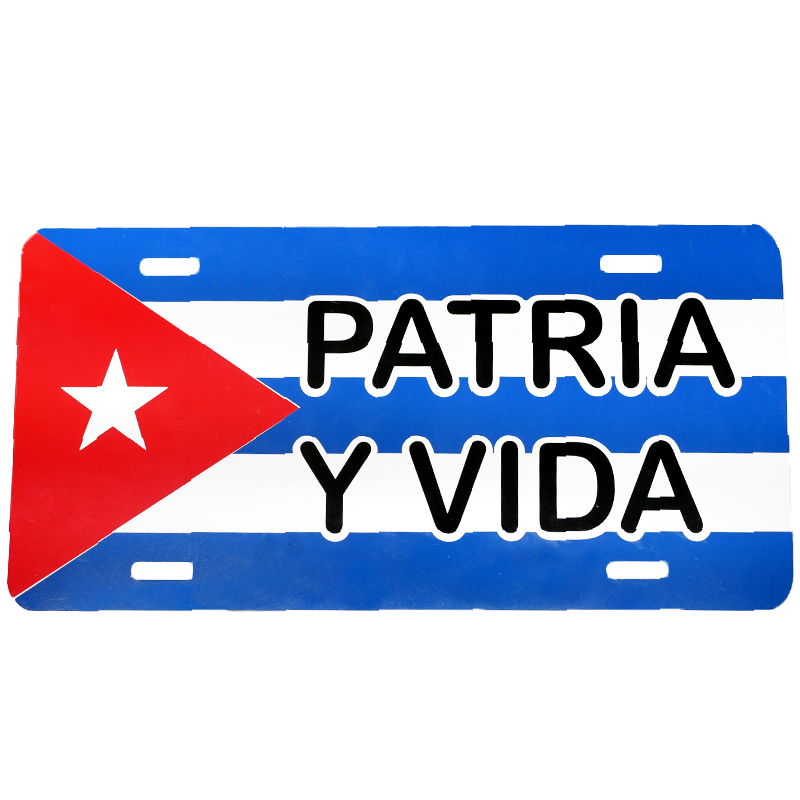 Patria y Vida Cuban Flag License Plate